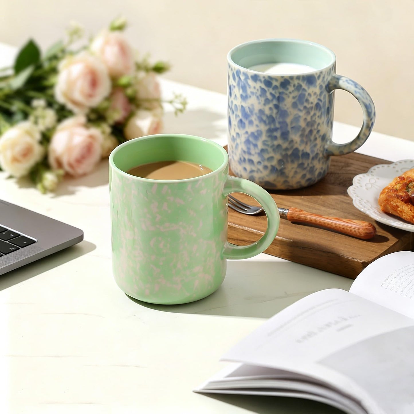 Ceramic Coffee Mugs Set of 4 – 17oz with Handle