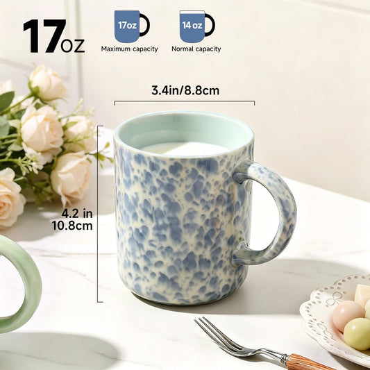 Ceramic Coffee Mugs Set of 4 – 17oz with Handle
