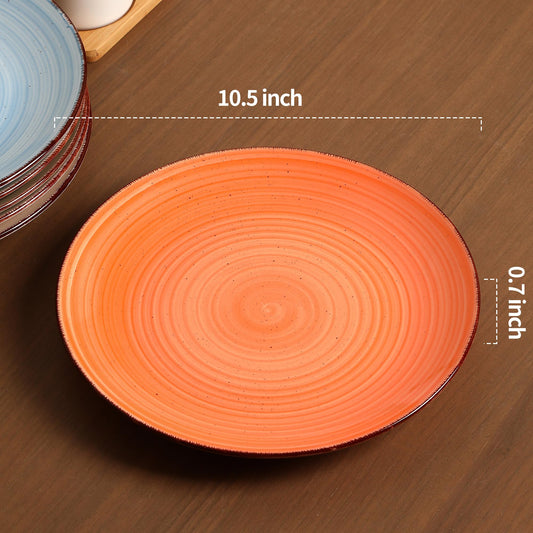 Ceramic Dinner Plates Set of 6 – 10.5 Inch Blue