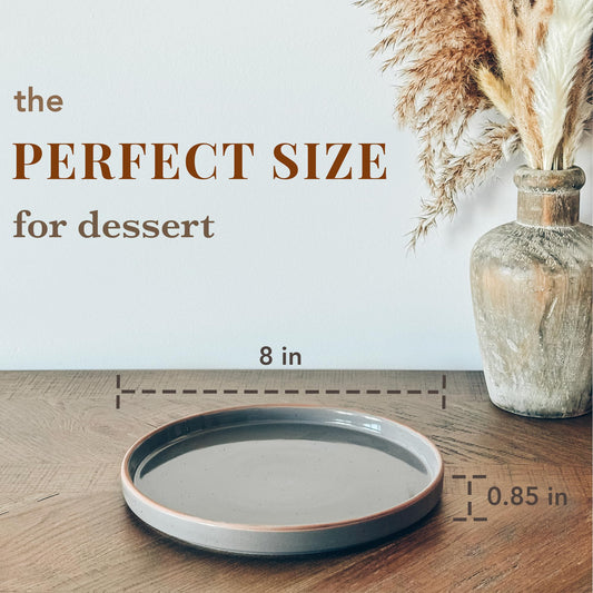 Ceramic Flat Plates Set of 6 – 8 Inch Neutral Porcelain