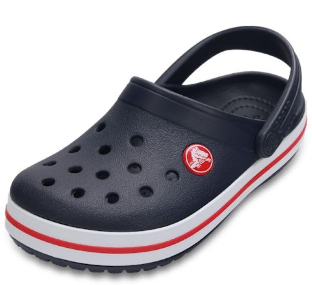 Crocs Unisex-Child Crocband Clogs (Little Kid/Big Kid), Navy/Red, 13 Little Kid