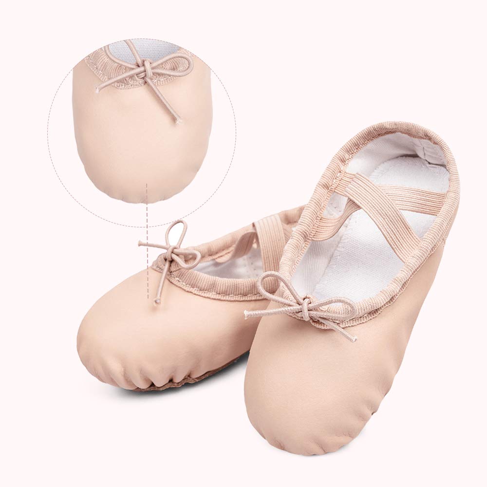 Stelle Ballet Shoes for Girls Toddler Ballet Slippers Soft Leather Boys Dance Shoes for Toddler/Little Kid/Big Kid(Ballet Pink (with Lace), 9MT)