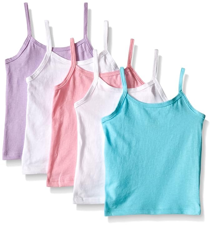Hanes girls Toddler 5-pack Cotton Cami (Assorted) undershirts, White, 4-5T US