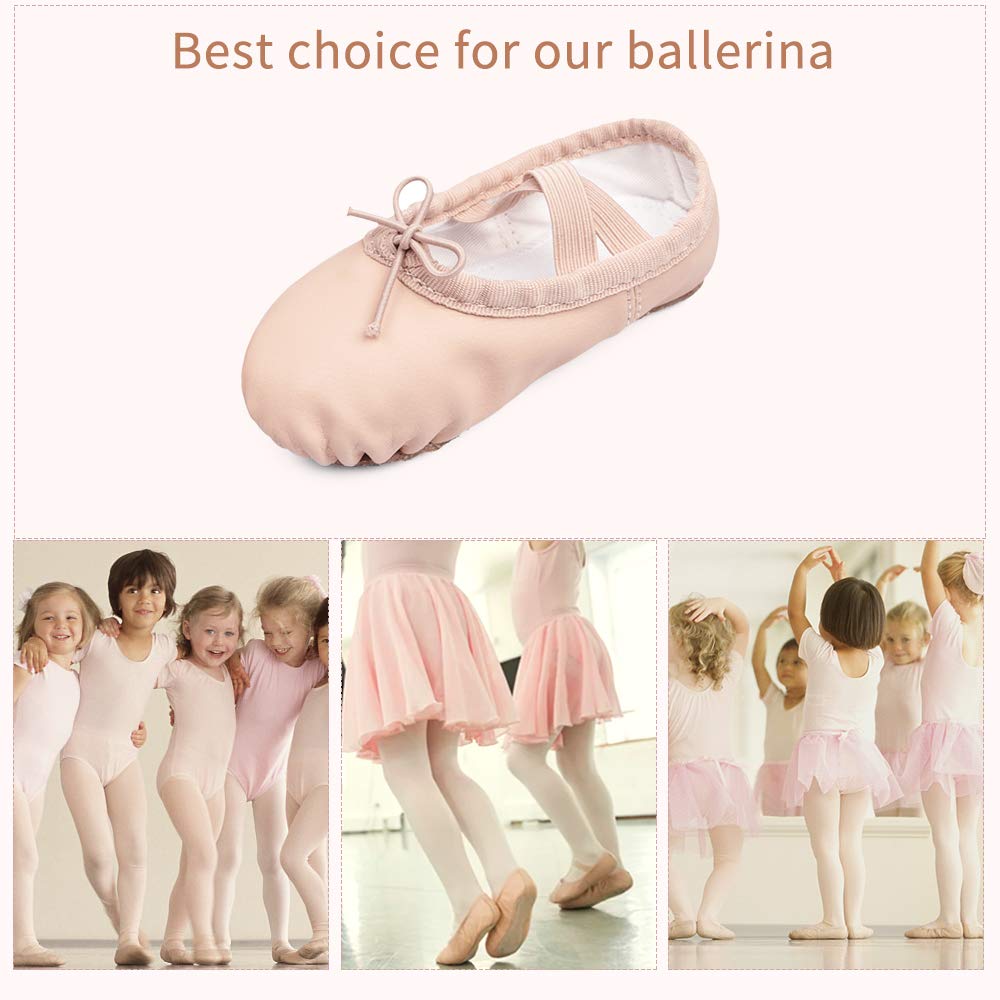 Stelle Ballet Shoes for Girls Toddler Ballet Slippers Soft Leather Boys Dance Shoes for Toddler/Little Kid/Big Kid(Ballet Pink (with Lace), 9MT)