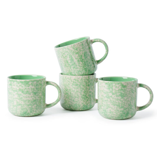 Ceramic Coffee Mugs Set of 4 – 12oz Green with Handle