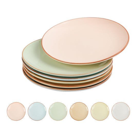 Ceramic Dessert Plates Set of 6 – 8 Inch Colorful Assorted