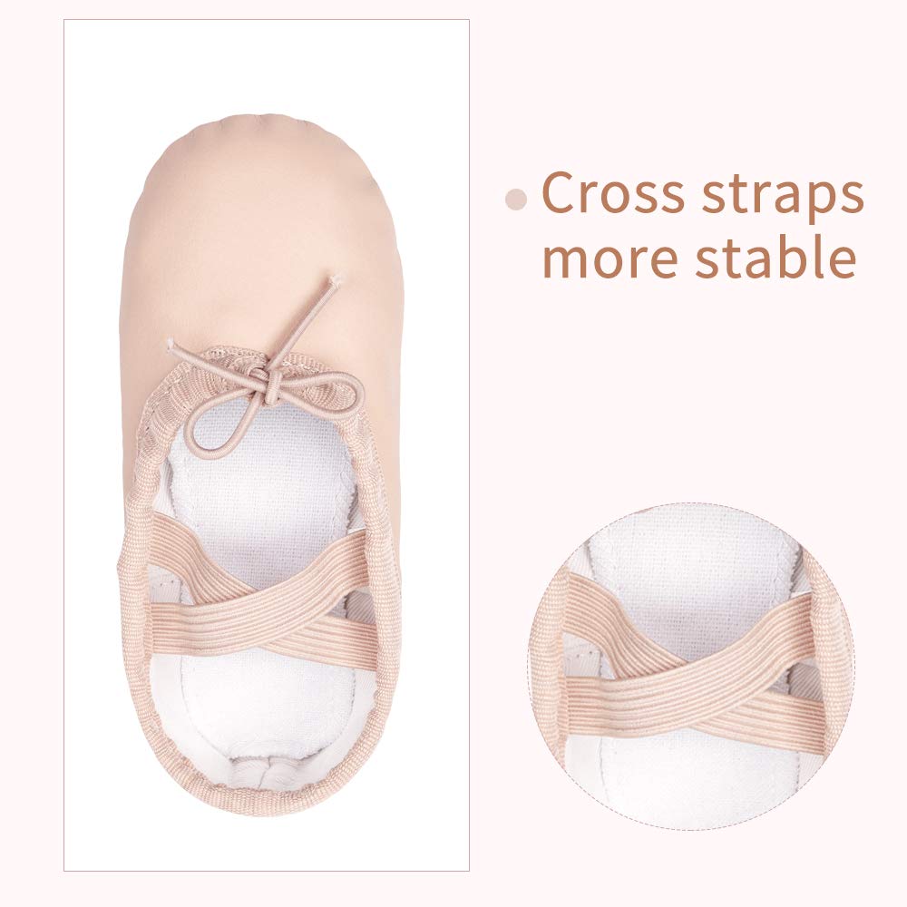 Stelle Ballet Shoes for Girls Toddler Ballet Slippers Soft Leather Boys Dance Shoes for Toddler/Little Kid/Big Kid(Ballet Pink (with Lace), 9MT)
