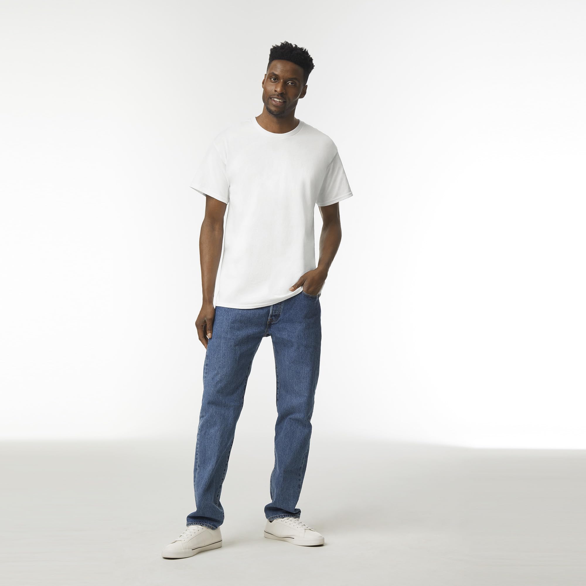 Gildan Adult Ultra Cotton T-Shirt, Style G2000, Multipack, White (2-Pack), Large