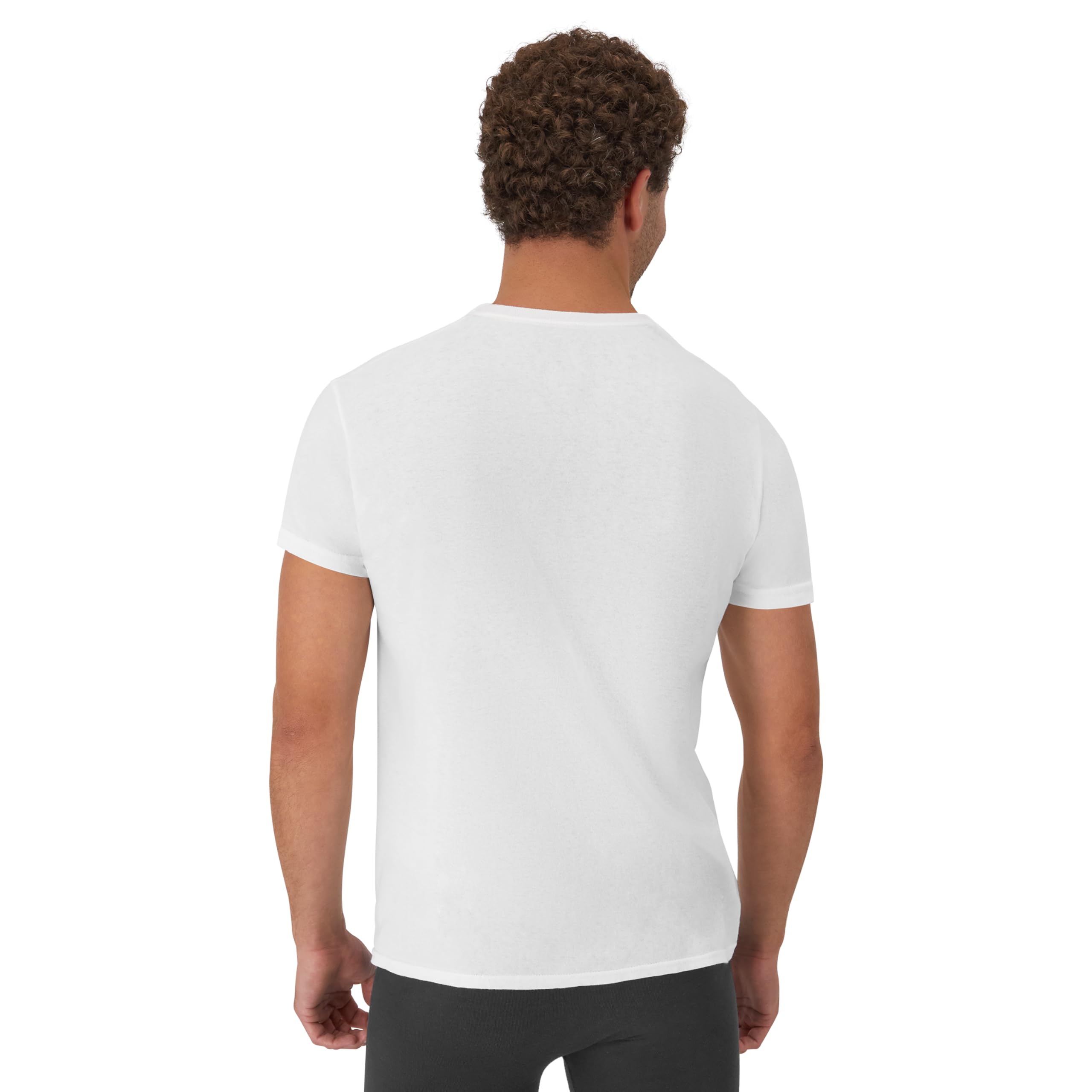 Hanes Mens Cotton, Moisture-wicking Crew Tee Undershirts, Multi-packs, White - 6 Pack, Large US