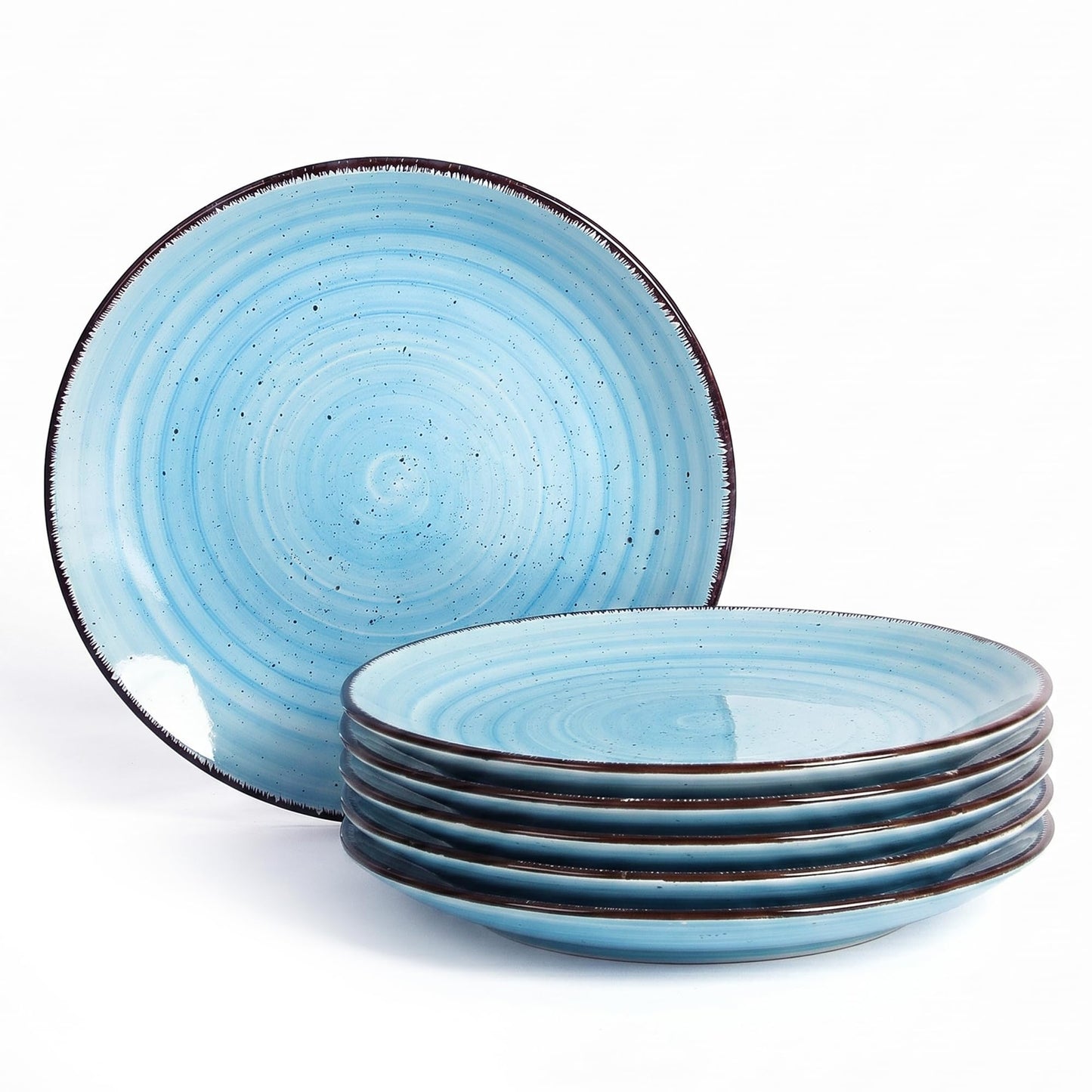 Ceramic Dinner Plates Set of 6 – 10.5 Inch Blue