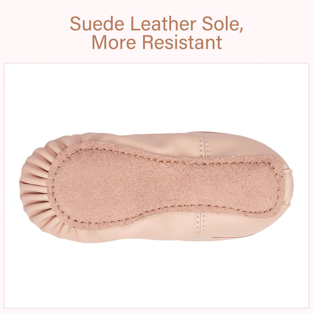 Stelle Ballet Shoes for Girls Toddler Ballet Slippers Soft Leather Boys Dance Shoes for Toddler/Little Kid/Big Kid(Ballet Pink (with Lace), 9MT)