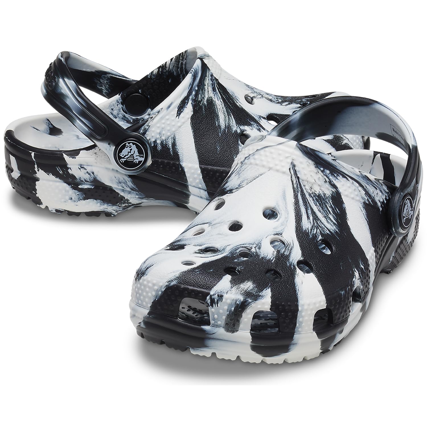 Crocs Classic Marbled Tie-Dye Clogs (Little Kid/Big Kid) Black/White 5 Big Kid M