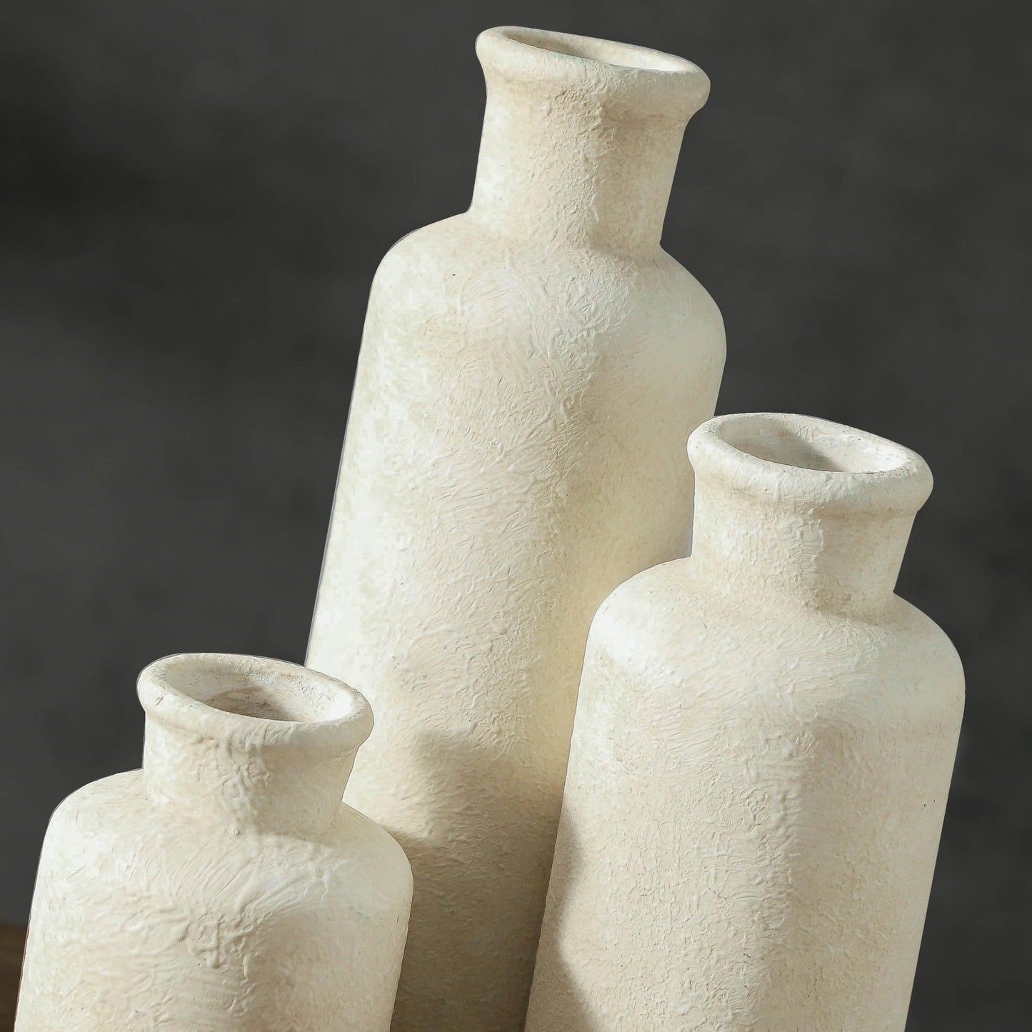 Ceramic Vase Set of 3 – Whitewashed Neutral