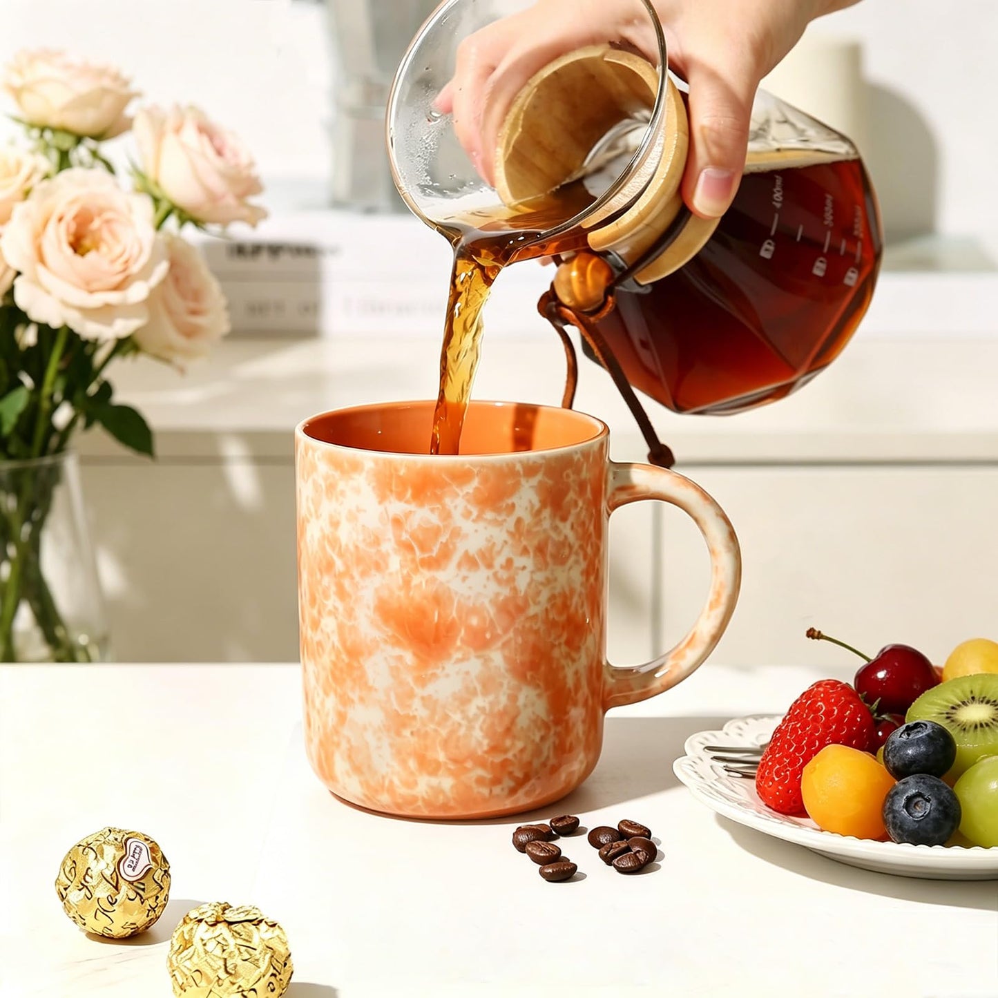 Ceramic Coffee Mugs Set of 4 – 17oz with Handle