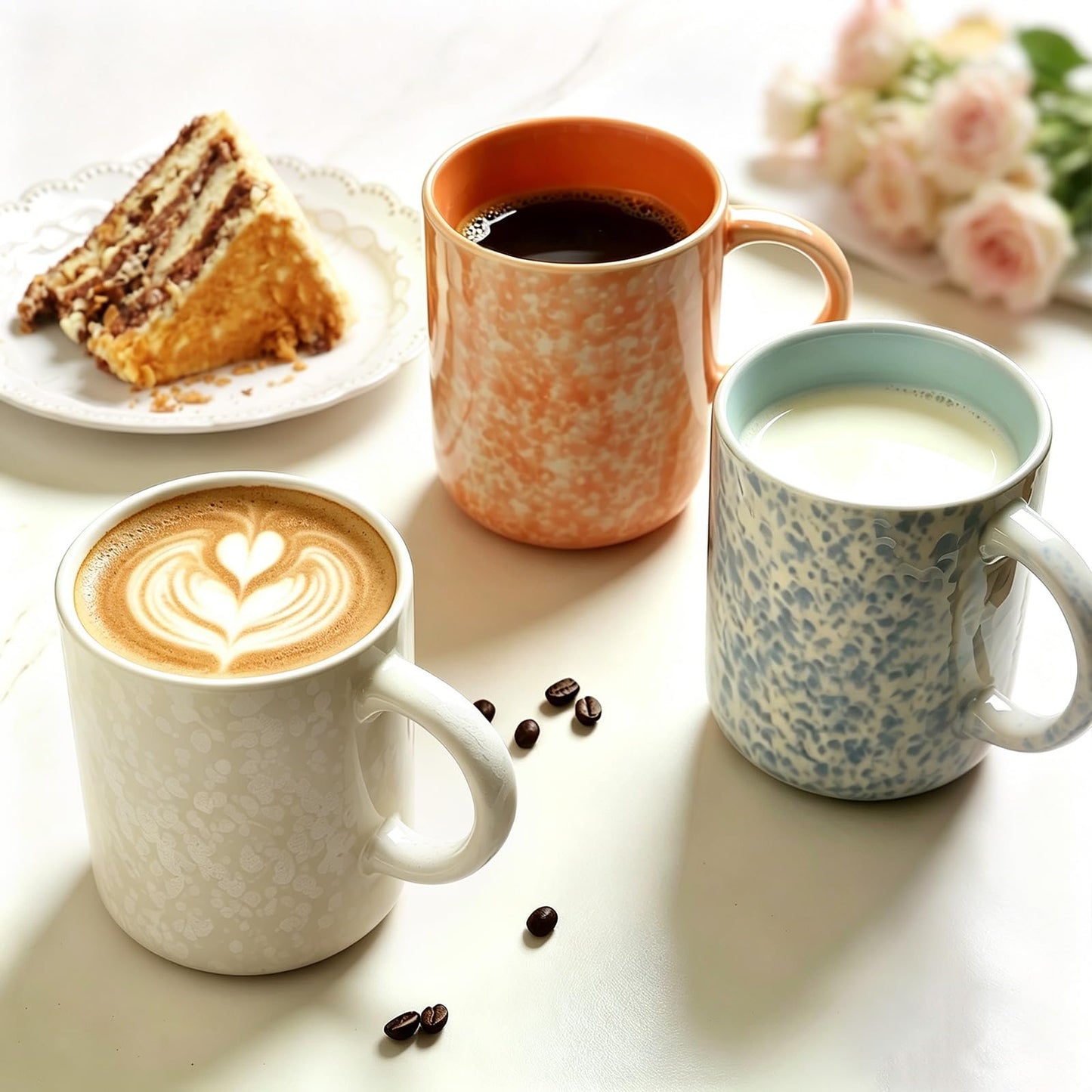 Ceramic Coffee Mugs Set of 4 – 17oz with Handle