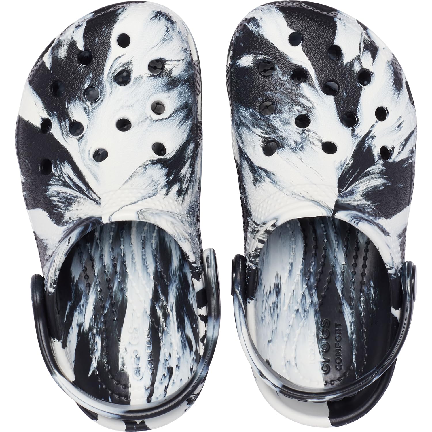 Crocs Classic Marbled Tie-Dye Clogs (Little Kid/Big Kid) Black/White 5 Big Kid M