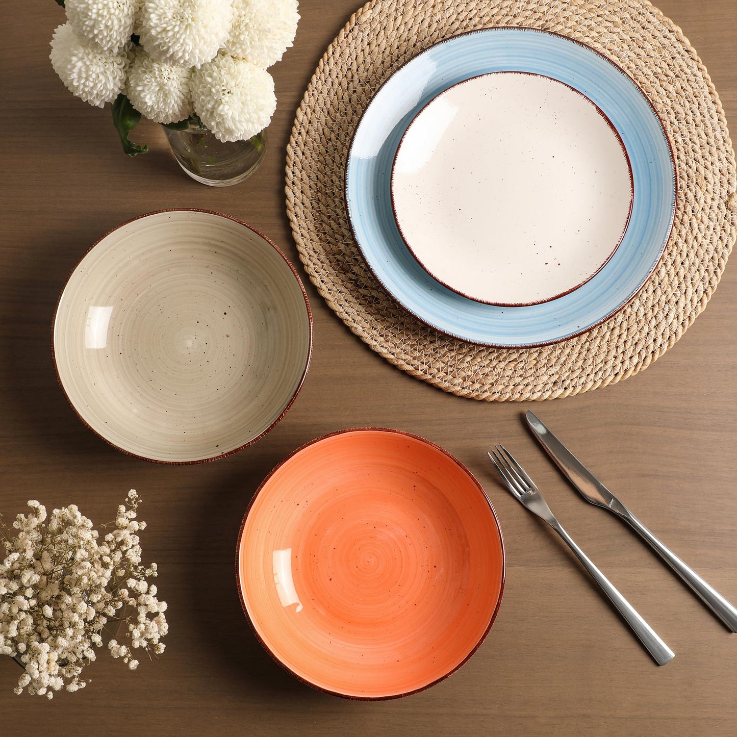 Ceramic Dinner Plates Set of 6 – 10.5 Inch Blue